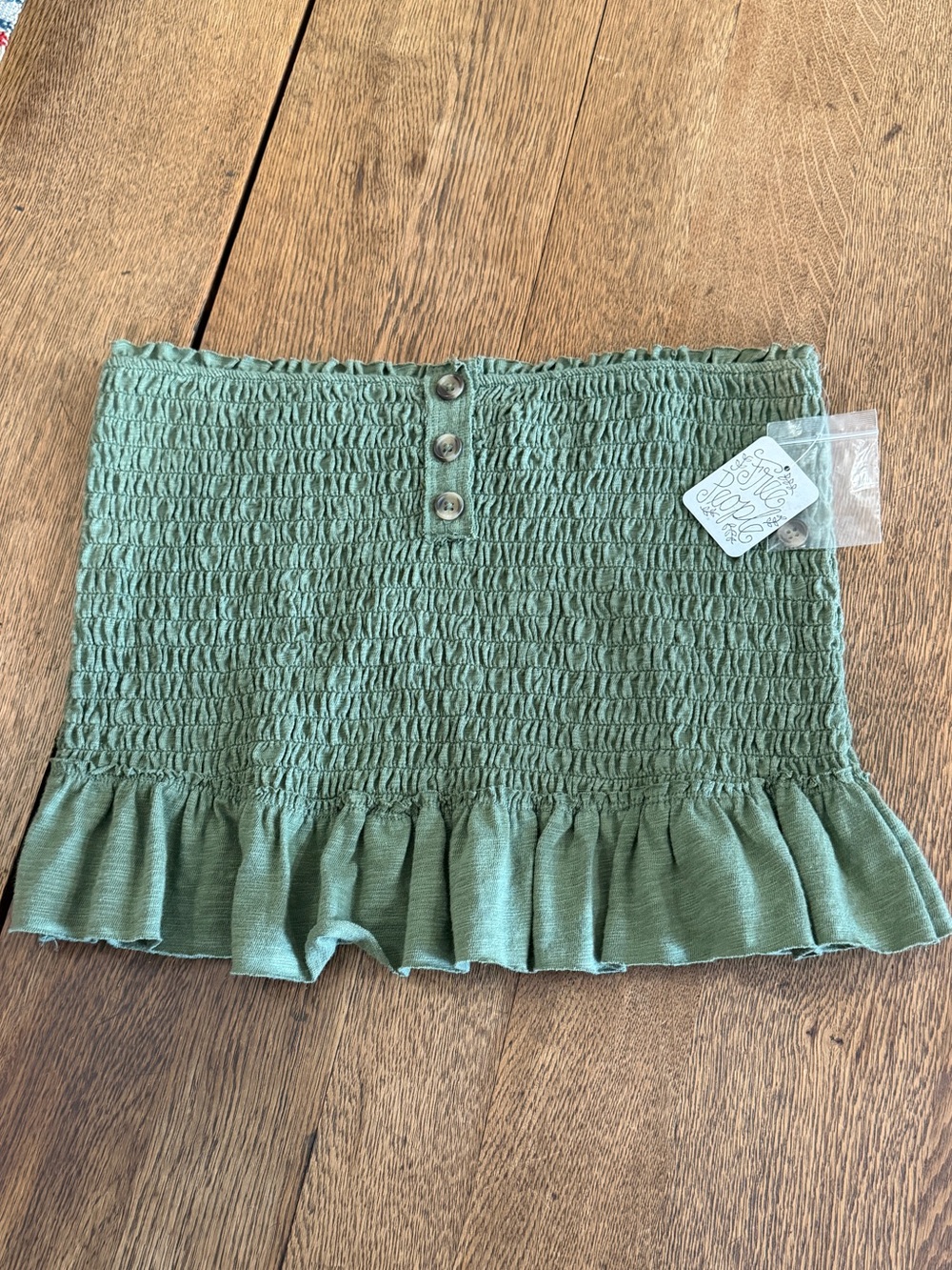 Free People Olive Green Smocked Tube Top
